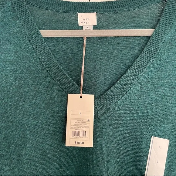 A New Day (Target) Size Large Turquoise V Neck Sweater NWT - Picture 2 of 3